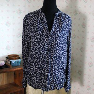 Gap Navy Blue Floral Blouse, Small